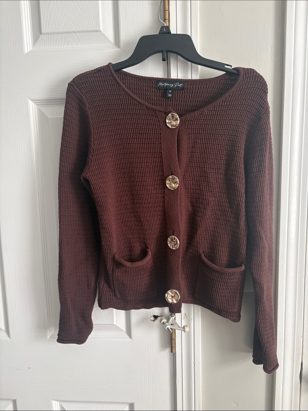 Vintage Style Women's Brown Button-Front Cardigan Sweater